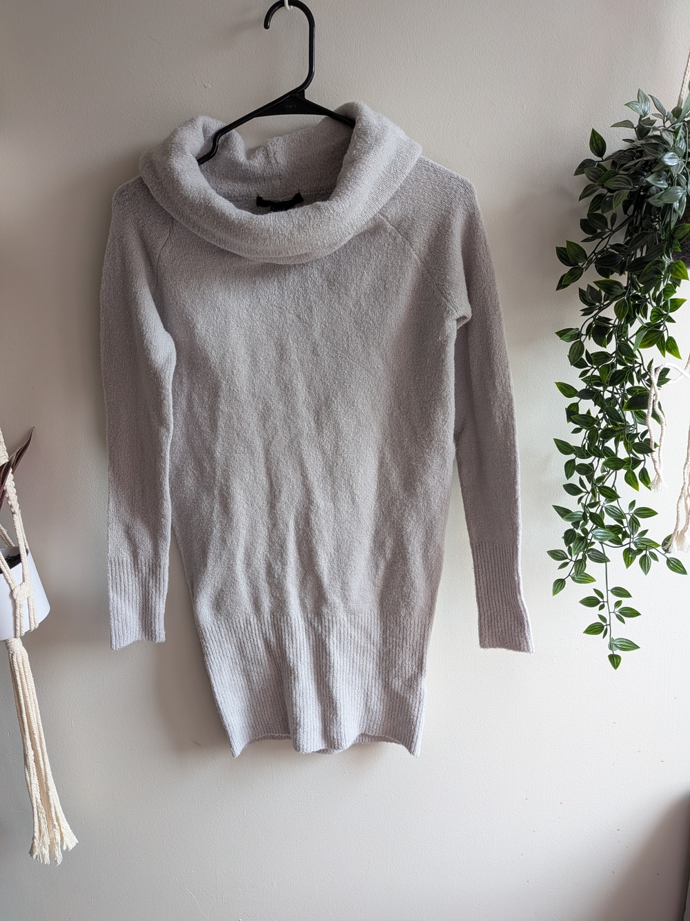 Forever 21 Light Gray Cowl Neck Sweater Dress